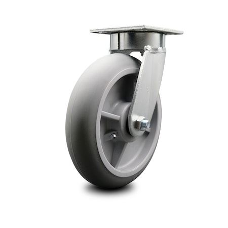 Service Caster 8 Inch Kingpinless Thermoplastic Rubber Wheel Swivel Top Plate Caster SCC SCC-KP30S820-TPRRD